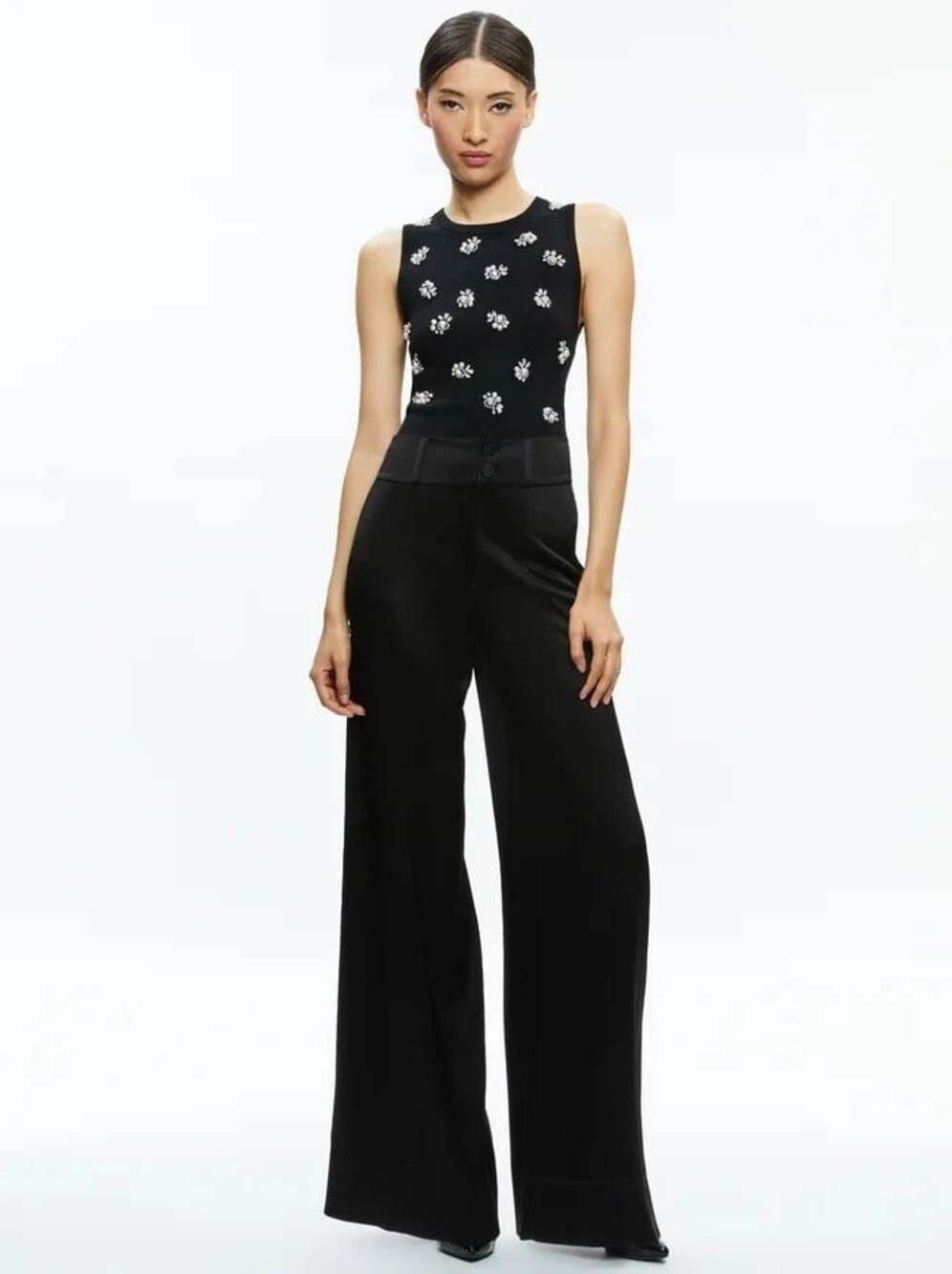 Alice + Olivia Amity Black Embellished Wool Tank Top Small NWT - Picture 2 of 12